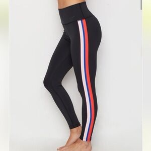 Nike Power Victory 7/8 Training Leggings Black With Red Blue Stripes Size Small